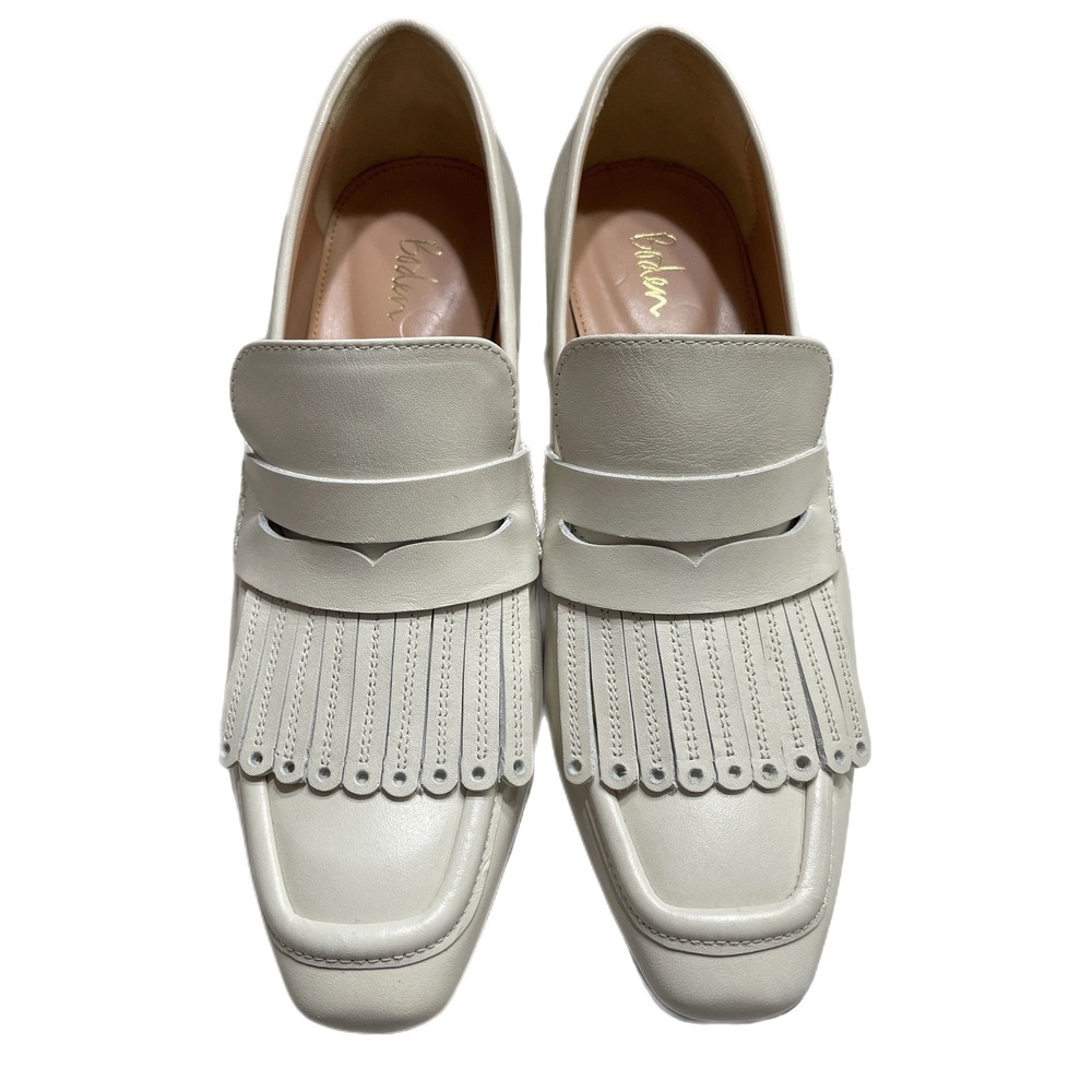 Boden Leather Heeled Loafers EU38 Fringe Preppy Work Officewear